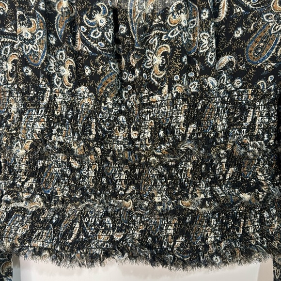 Free People Santiago Bohemian Sheer Paisley Long Frayed Sleeve Blouse XS Women - Picture 5 of 11